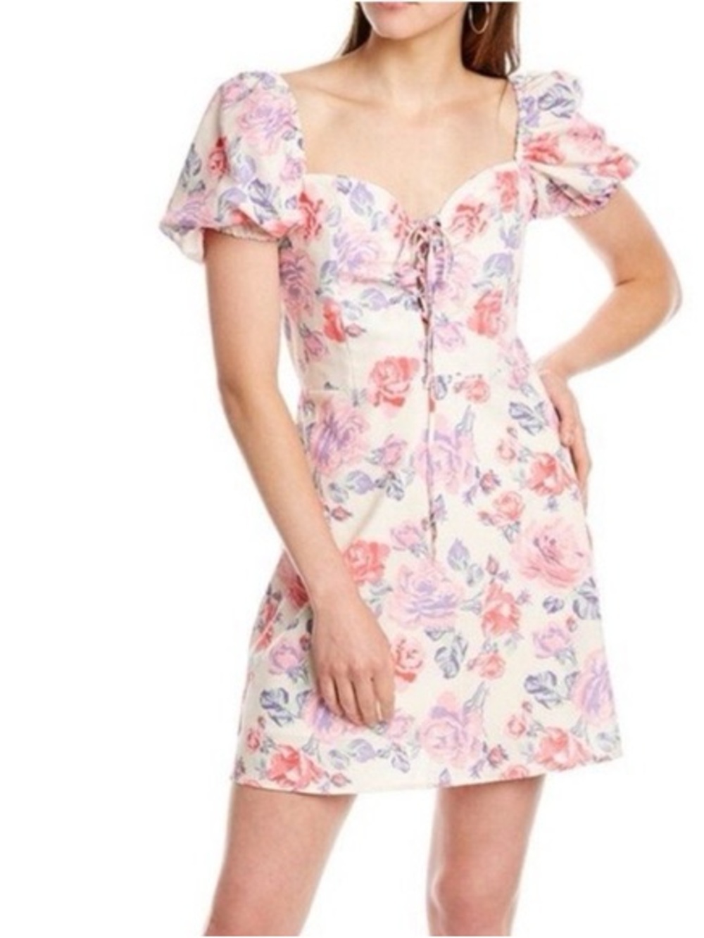 ZARA Floral Puff Sleeve Mini Dress